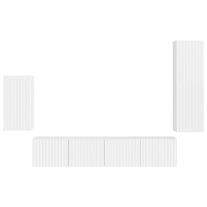 Set mobile TV 3 pcs Bianco Lucido Legno multistrato