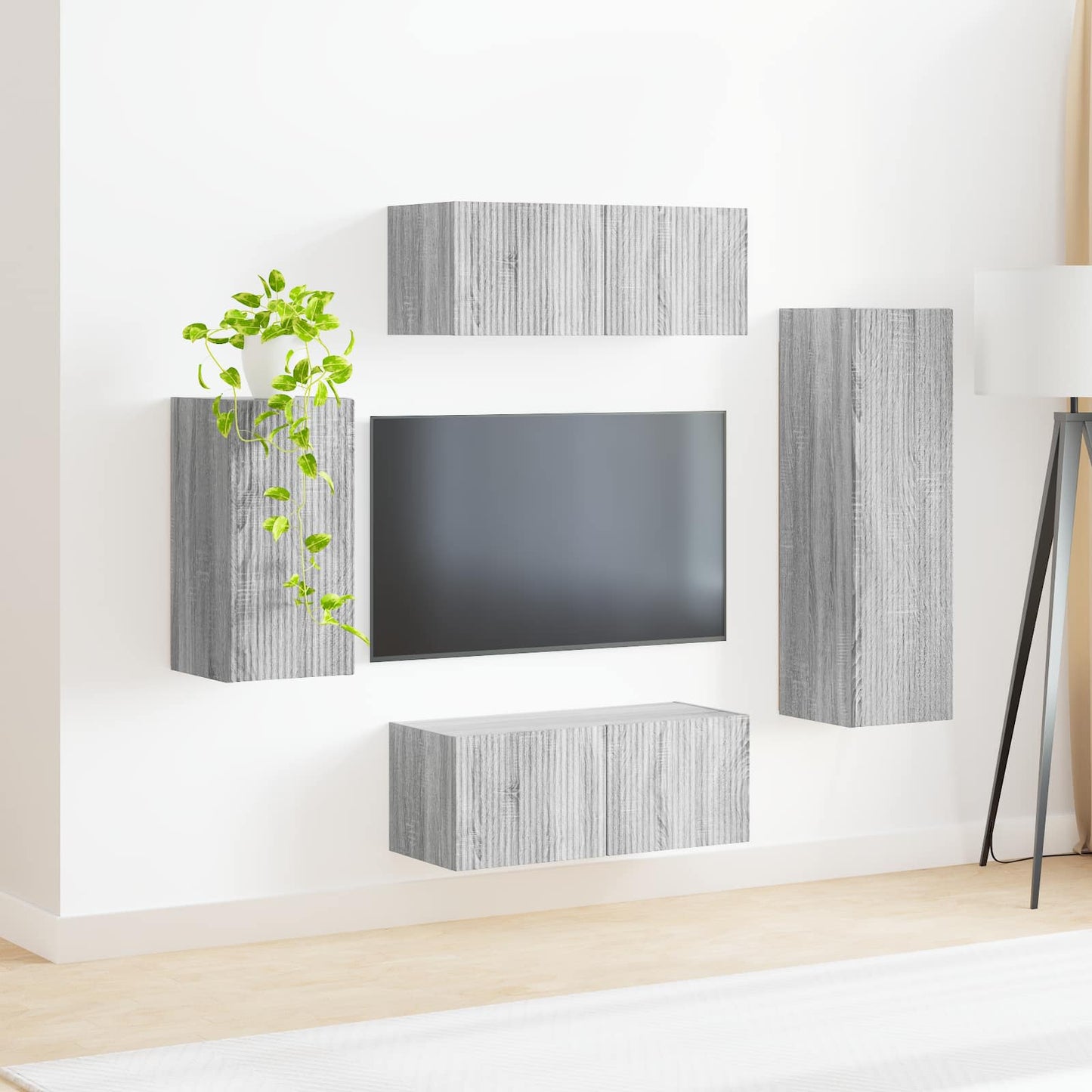 Set mobile TV 3 pcs Grigio Sonoma Legno multistrato