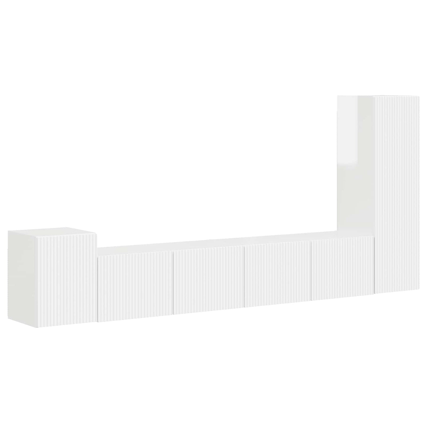 Set mobile TV 3 pcs Bianco Lucido Legno multistrato