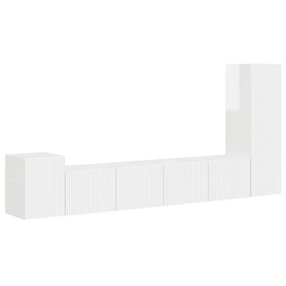 Set mobile TV 3 pcs Bianco Lucido Legno multistrato