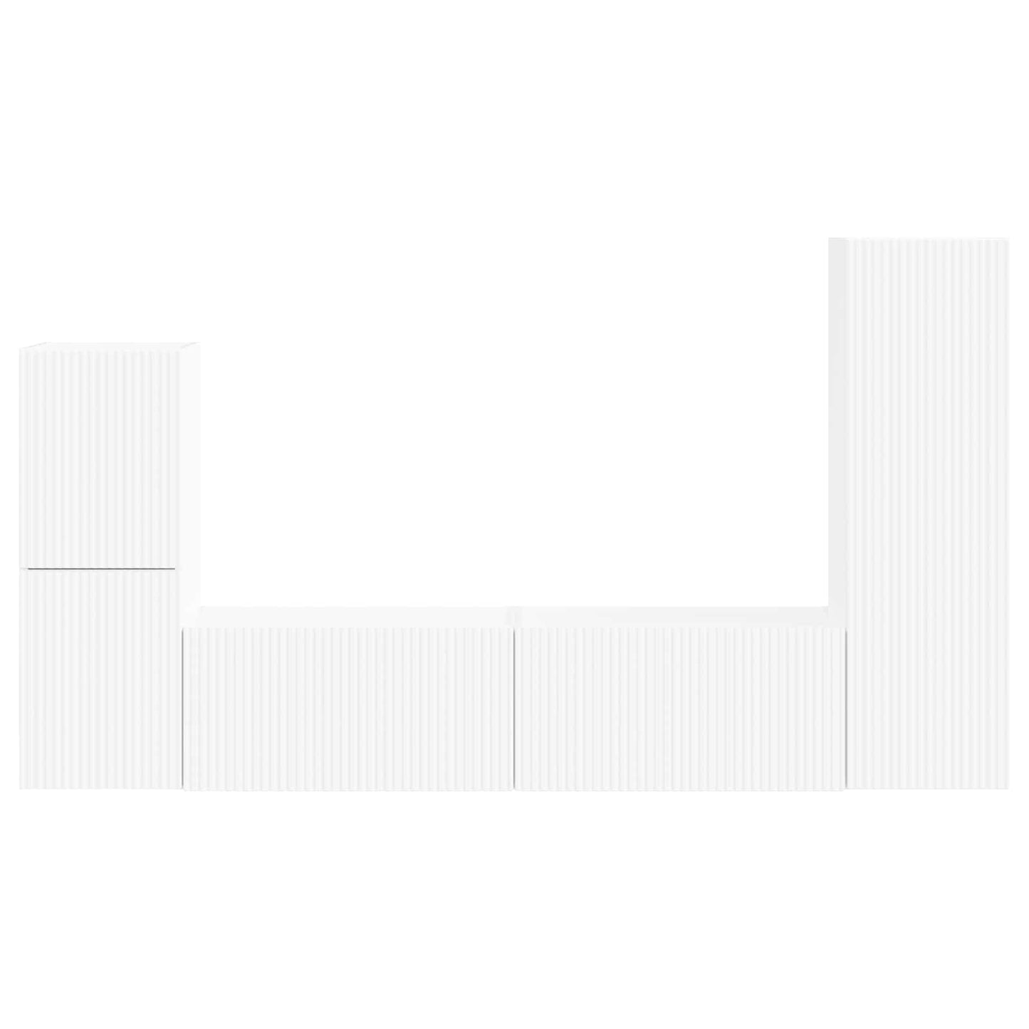 Set mobile TV Montaggio a parete 4 pcs Bianco Legno multistrato