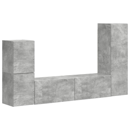 Set mobile TV 4 pcs Grigio cemento Legno multistrato