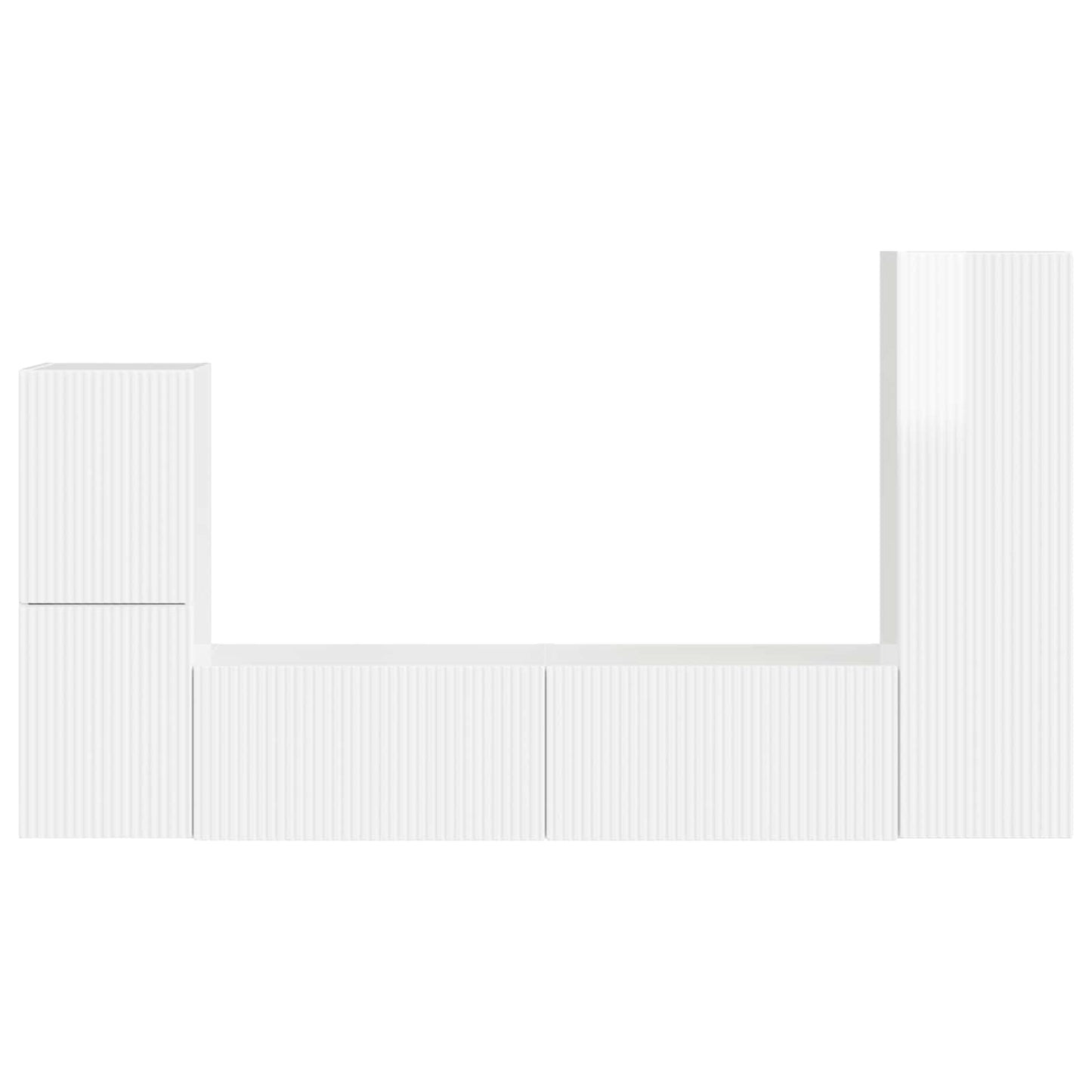Set mobile TV 4 pcs Bianco Lucido Legno multistrato