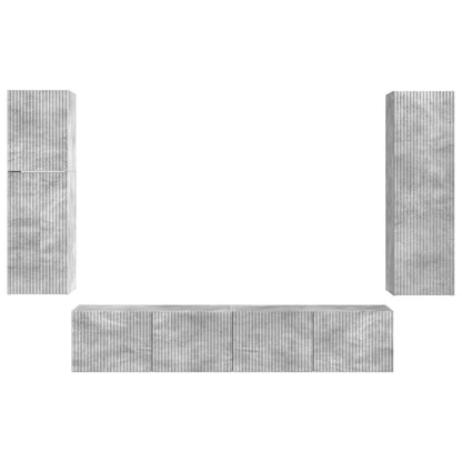 Set mobile TV 4 pcs Grigio cemento Legno multistrato