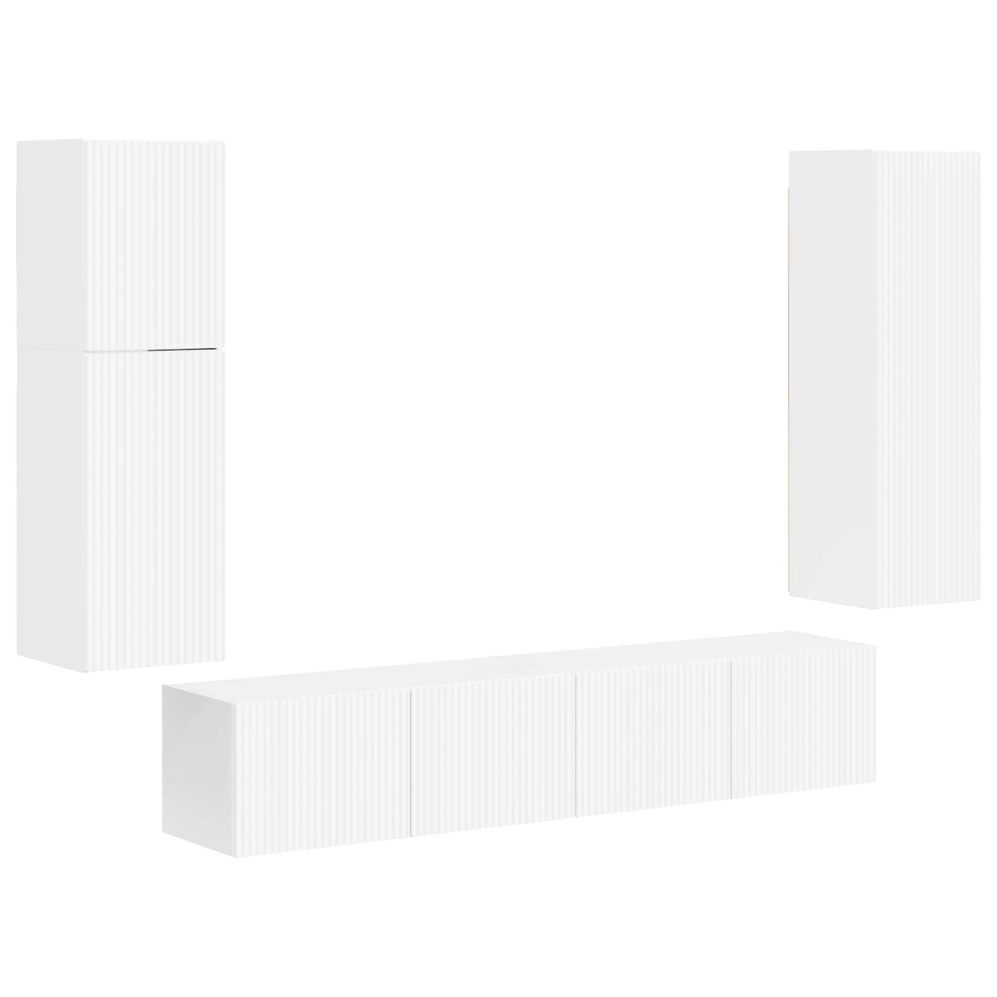 Set mobile TV 4 pcs Bianco Lucido Legno multistrato