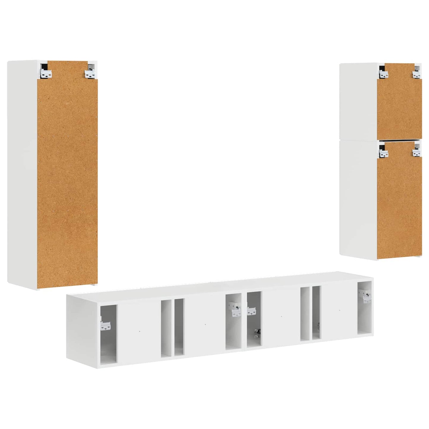 Set mobile TV 4 pcs Bianco Lucido Legno multistrato
