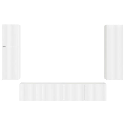 Set mobile TV 4 pcs Bianco Lucido Legno multistrato