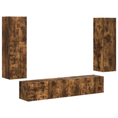 Set mobile TV 4 pcs Rovere fumé Legno multistrato