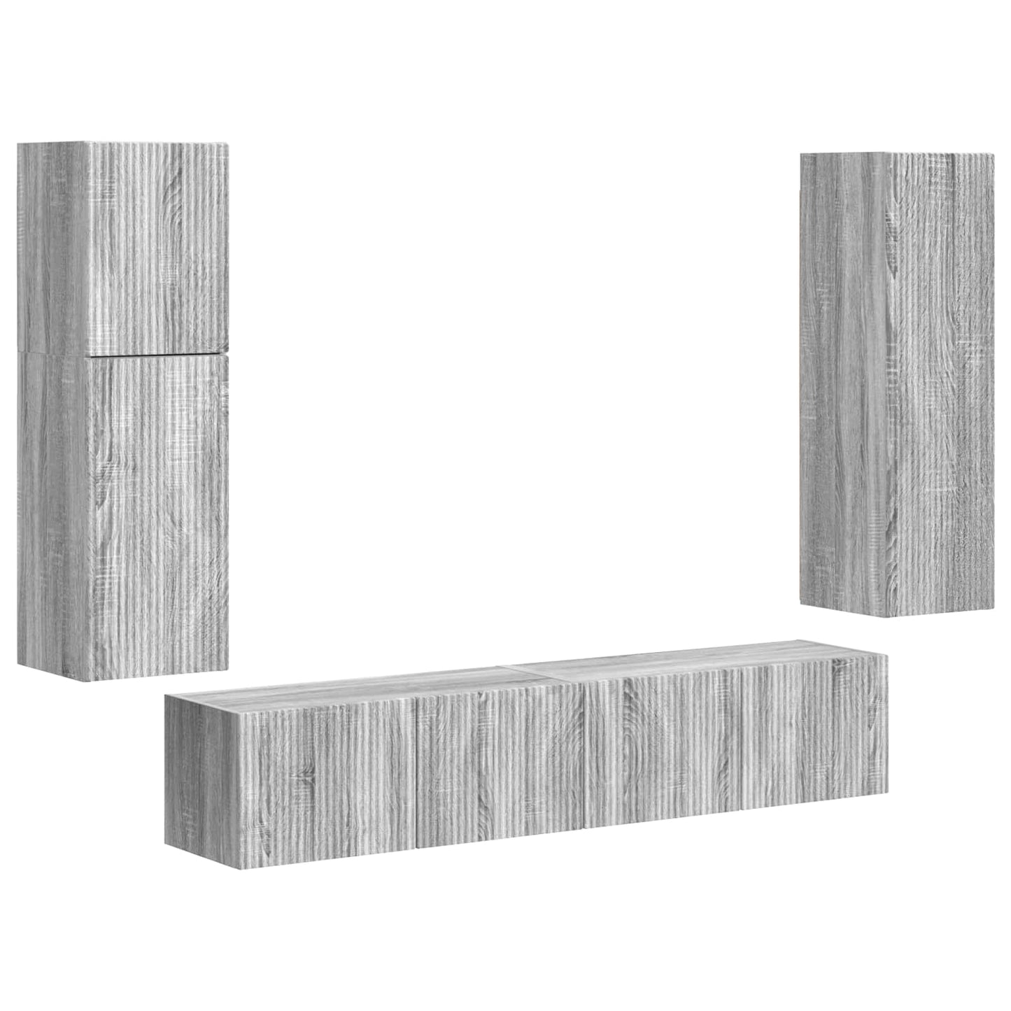 Set mobile TV 4 pcs Grigio Sonoma Legno multistrato