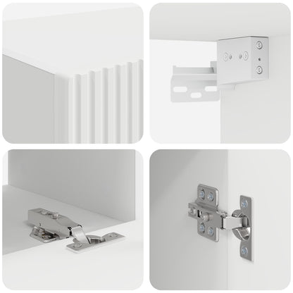 Set mobile TV Montaggio a parete 4 pcs Bianco Legno multistrato