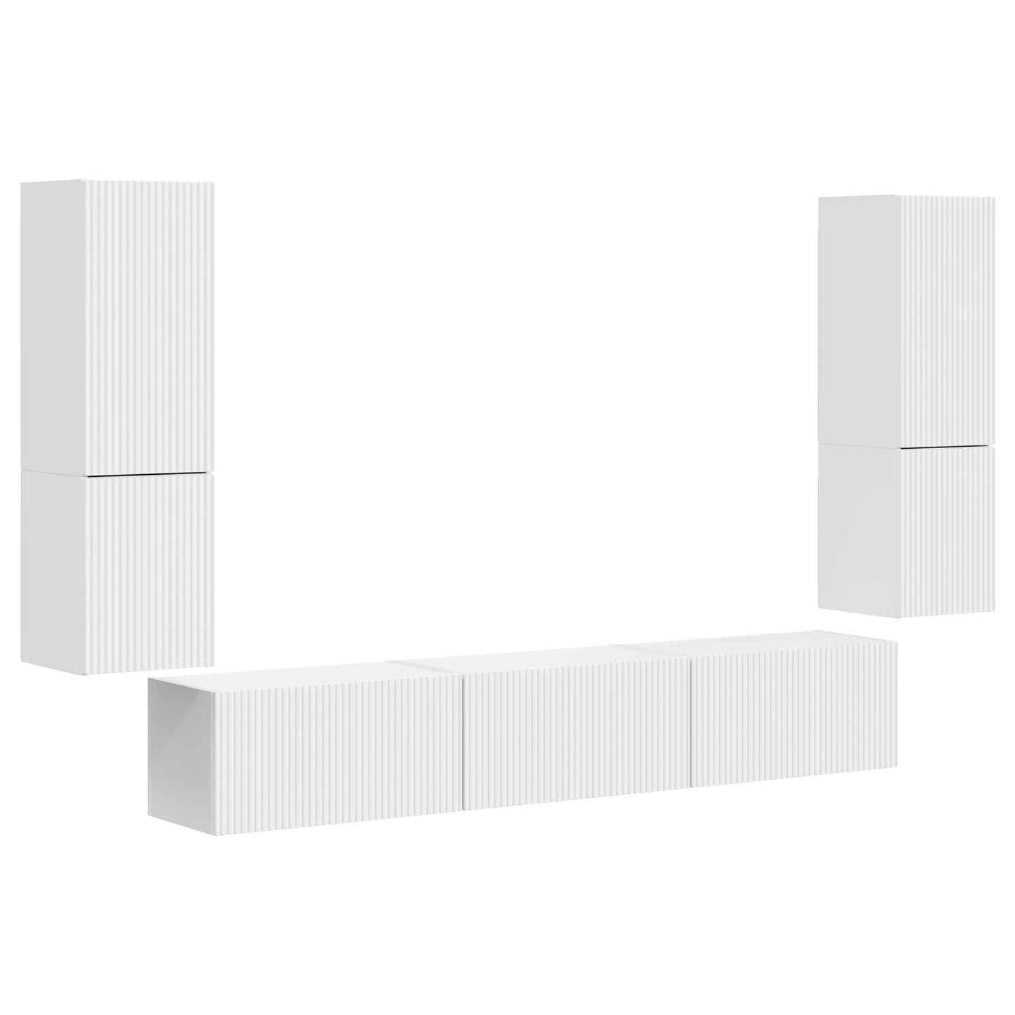 Set mobile TV Montaggio a parete 4 pcs Bianco Legno multistrato
