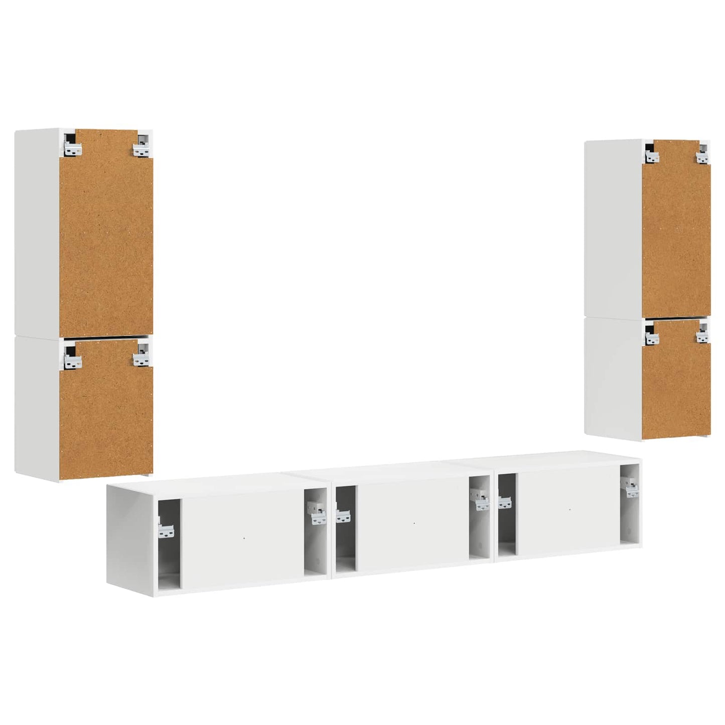 Set mobile TV Montaggio a parete 4 pcs Bianco Legno multistrato