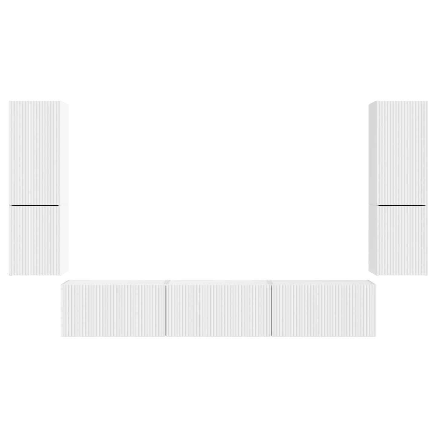 Set mobile TV Montaggio a parete 4 pcs Bianco Legno multistrato