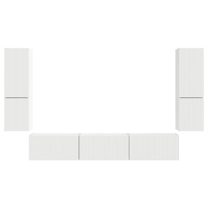 Set mobile TV Montaggio a parete 4 pcs Bianco Legno multistrato