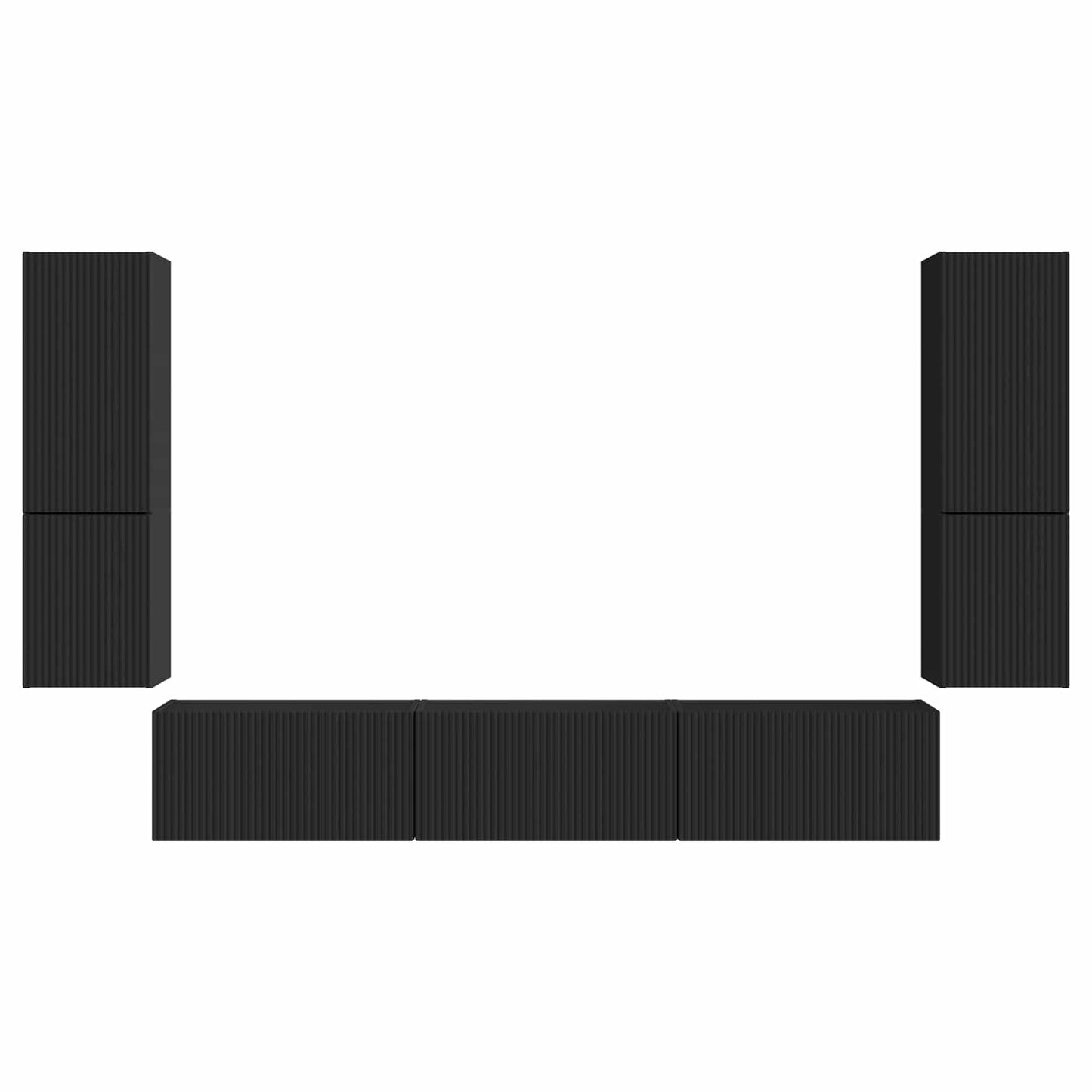 Set mobile TV Montaggio a parete 4 pcs Nero Legno multistrato