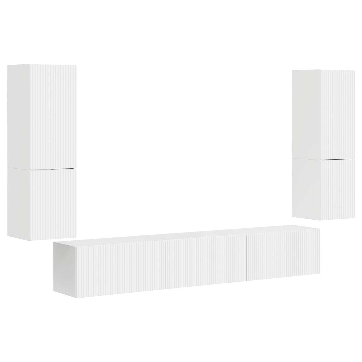 Set mobile TV 4 pcs Bianco Lucido Legno multistrato