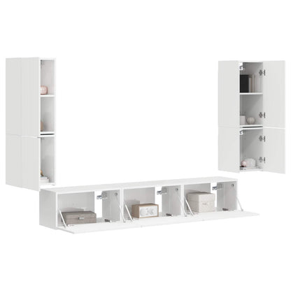 Set mobile TV 4 pcs Bianco Lucido Legno multistrato