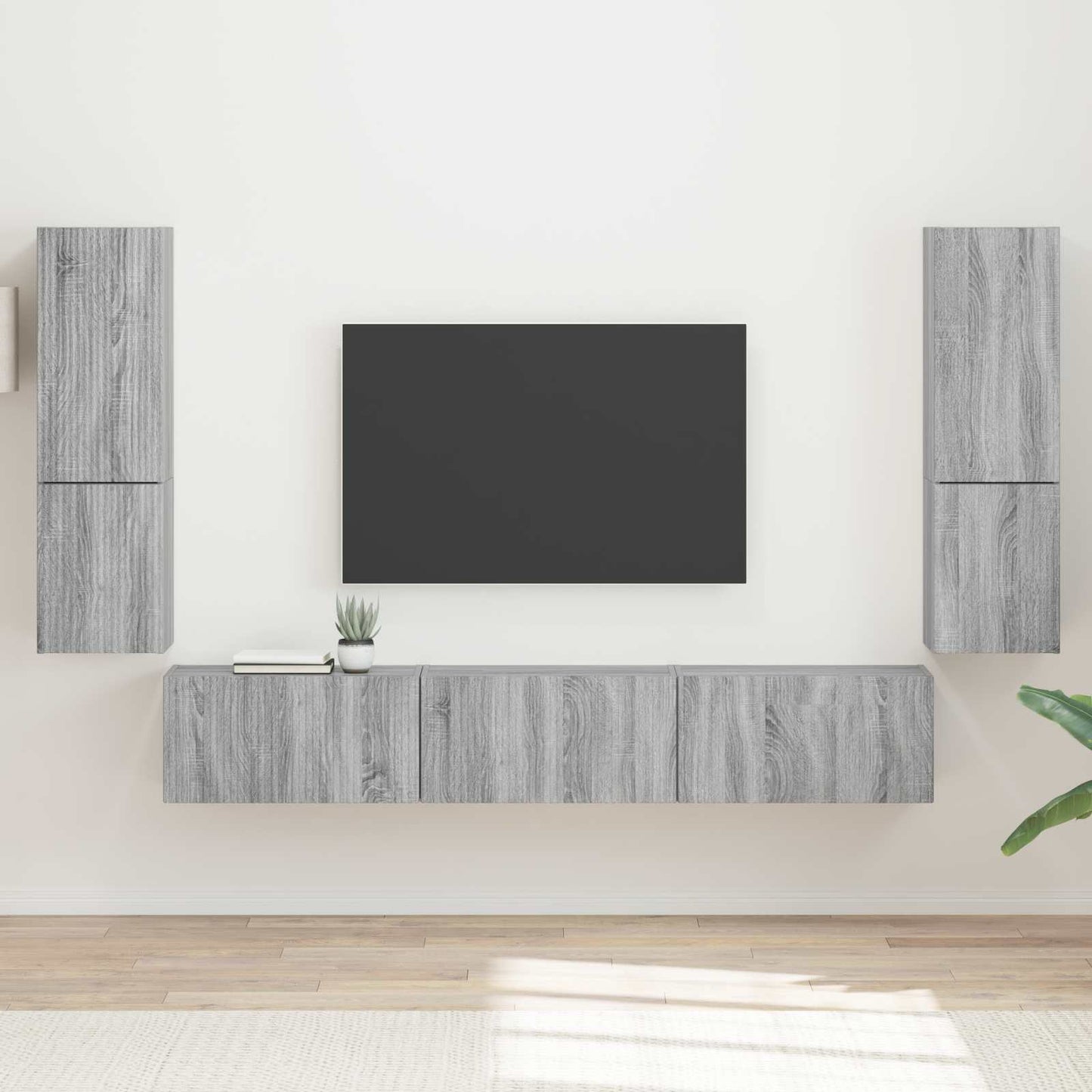 Set mobile TV 4 pcs Grigio Sonoma Legno multistrato