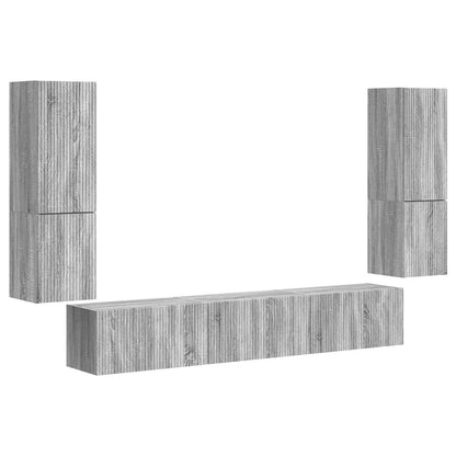 Set mobile TV 4 pcs Grigio Sonoma Legno multistrato