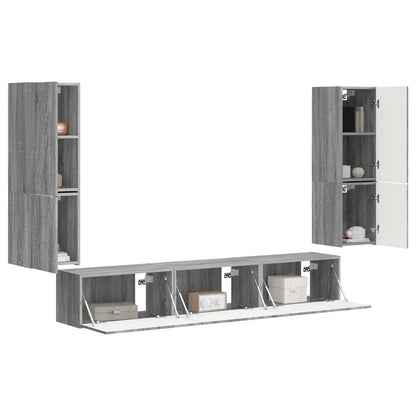 Set mobile TV 4 pcs Grigio Sonoma Legno multistrato