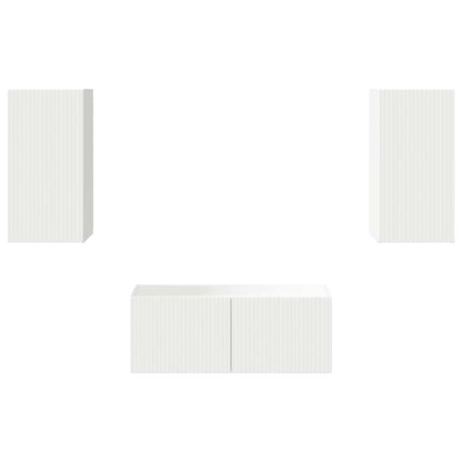 Set mobile TV Montaggio a parete 6 pcs Bianco Legno multistrato