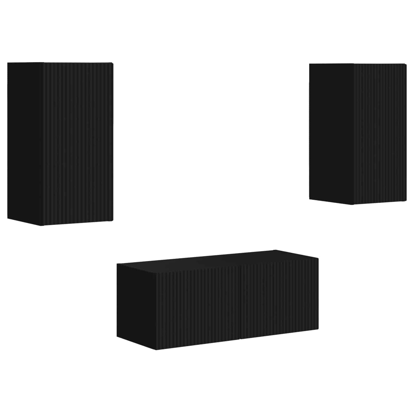 Set mobile TV Montaggio a parete 6 pcs Nero Legno multistrato