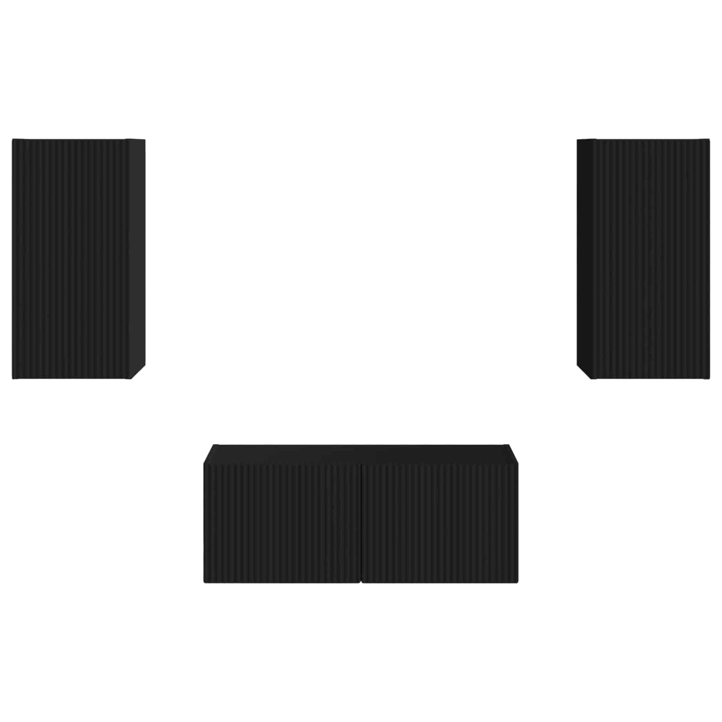 Set mobile TV Montaggio a parete 6 pcs Nero Legno multistrato