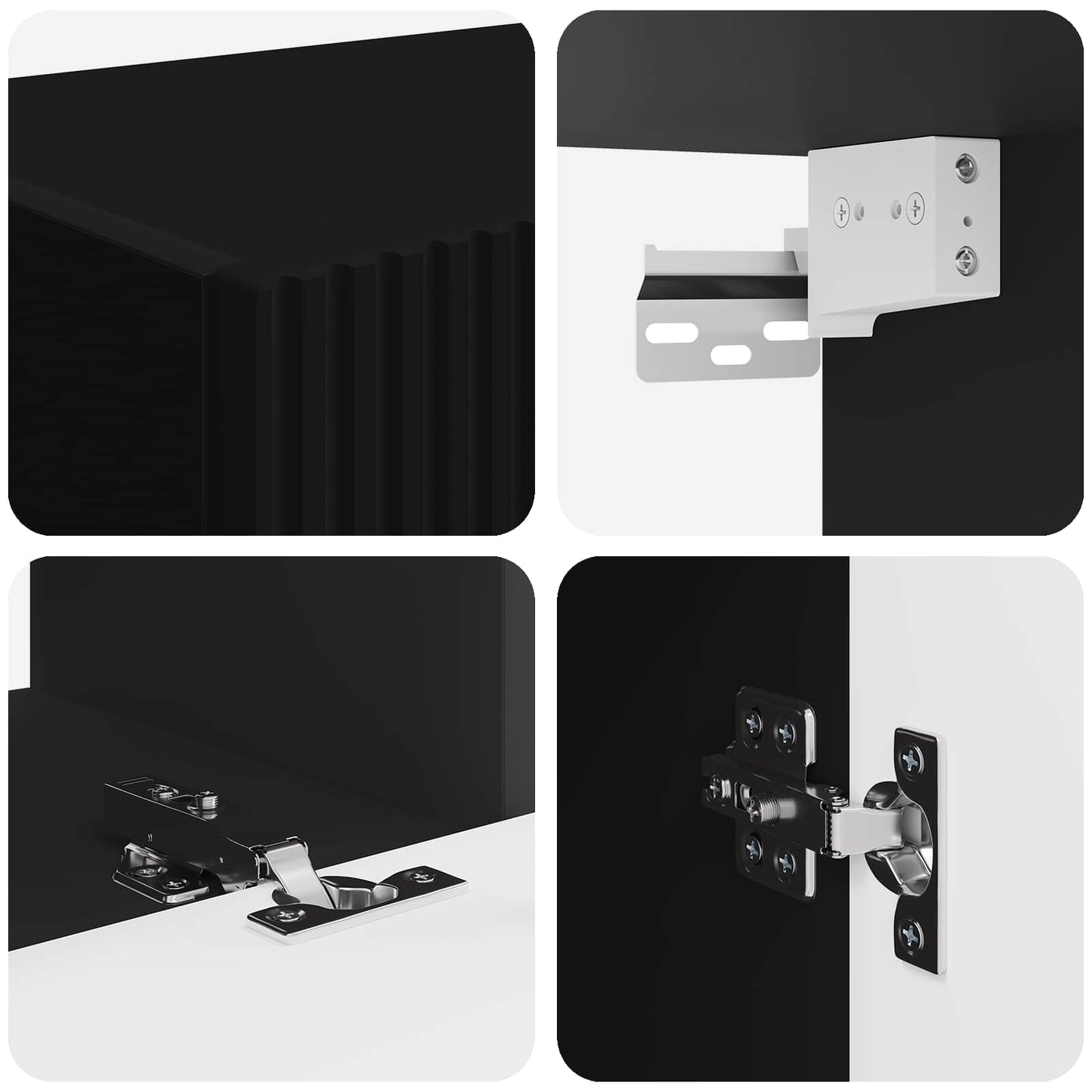 Set mobile TV Montaggio a parete 3 pcs Nero Legno multistrato