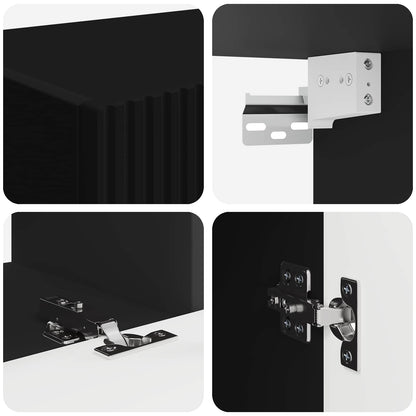 Set mobile TV Montaggio a parete 3 pcs Nero Legno multistrato