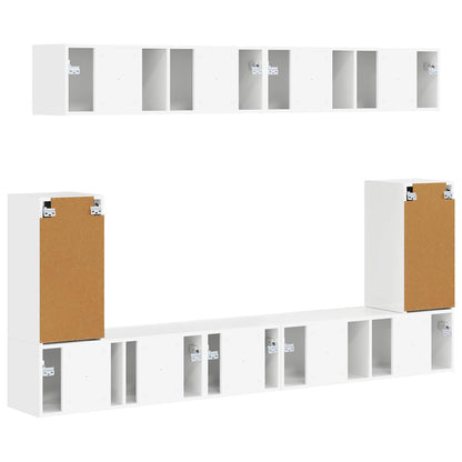 Set mobile TV 5 pcs Bianco Lucido Legno multistrato