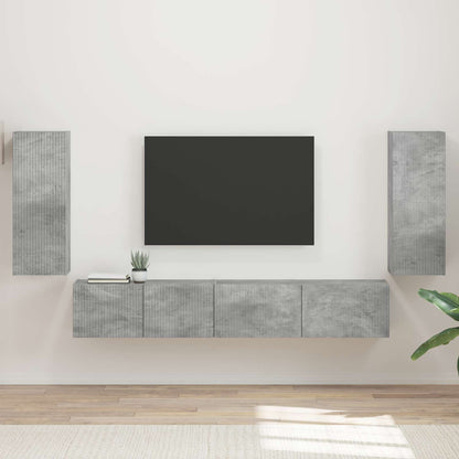Set mobile TV 4 pcs Grigio cemento Legno multistrato