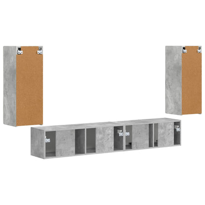 Set mobile TV 4 pcs Grigio cemento Legno multistrato