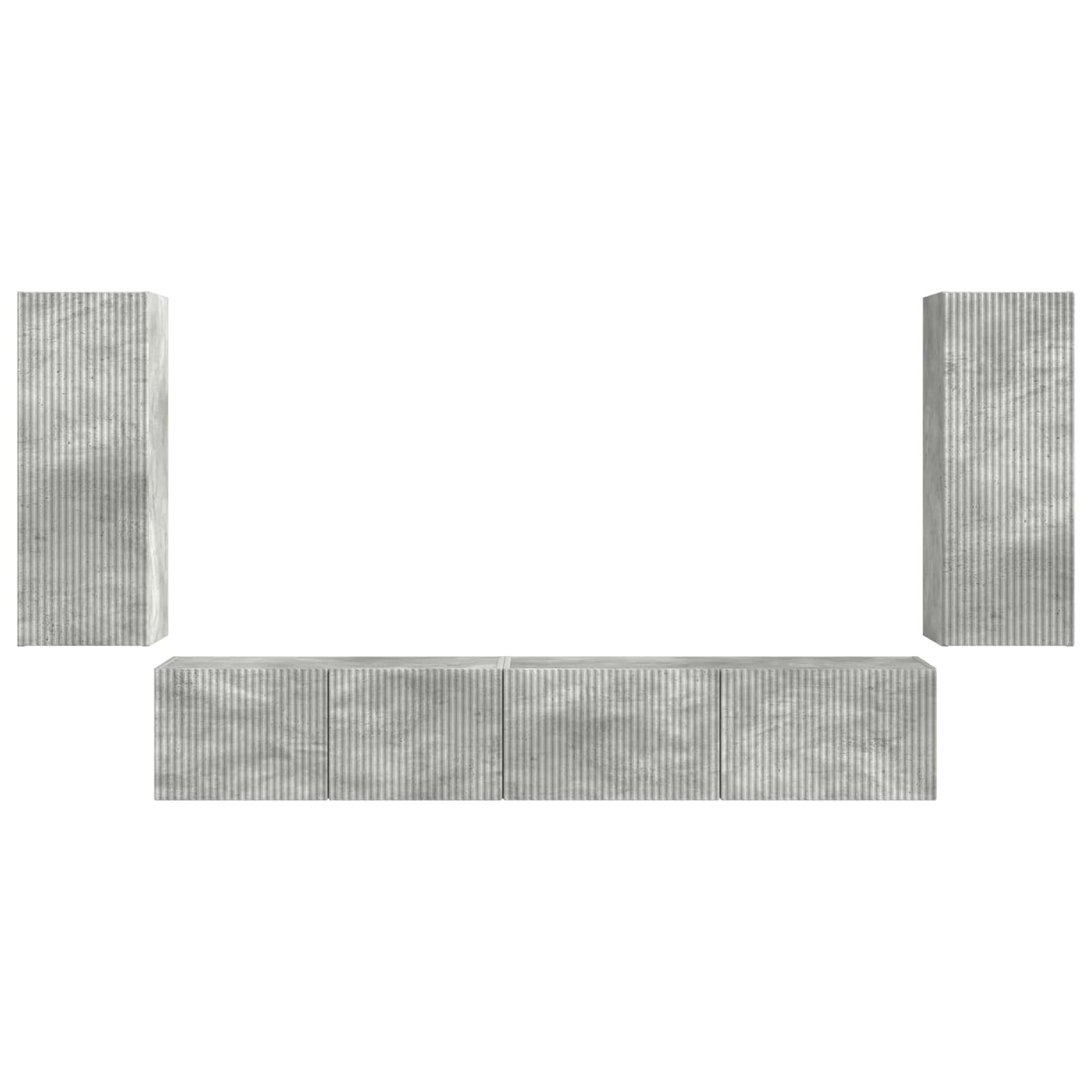 Set mobile TV 4 pcs Grigio cemento Legno ingegnerizzato