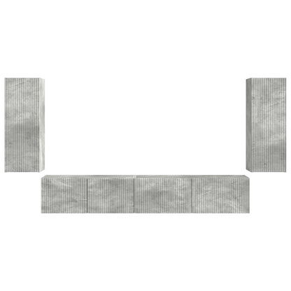 Set mobile TV 4 pcs Grigio cemento Legno ingegnerizzato