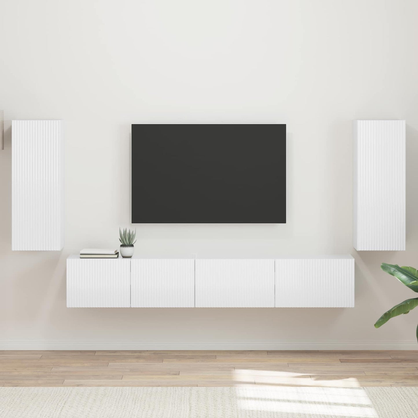 Set mobile TV 4 pcs Bianco Lucido Legno multistrato