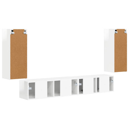 Set mobile TV 4 pcs Bianco Lucido Legno multistrato