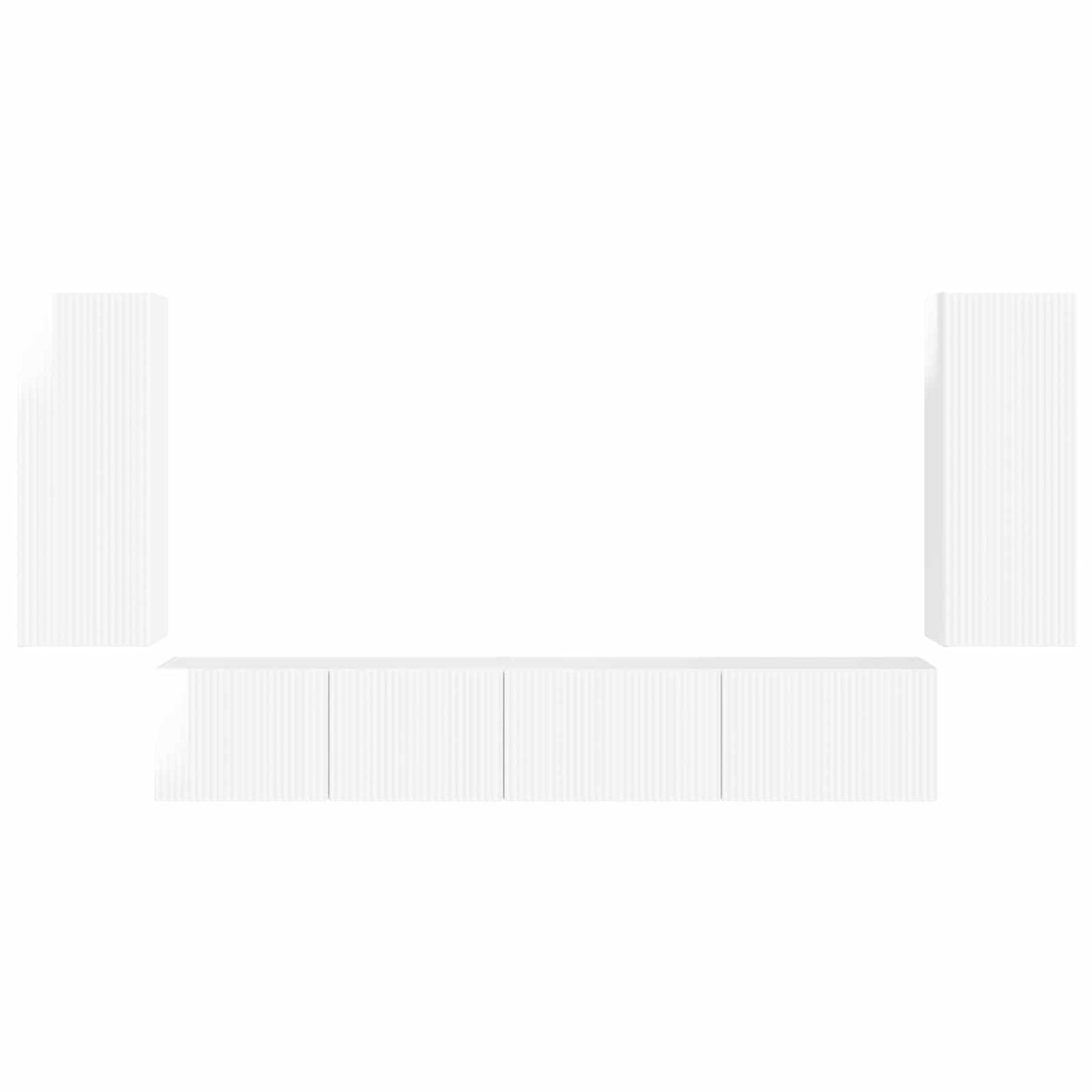 Set mobile TV 4 pcs Bianco Lucido Legno multistrato