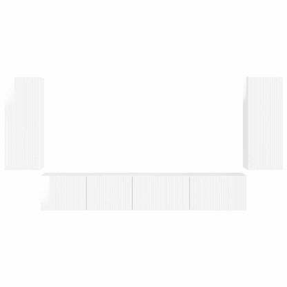 Set mobile TV 4 pcs Bianco Lucido Legno multistrato