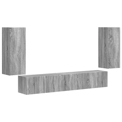 Set mobile TV 4 pcs Grigio Sonoma Legno multistrato