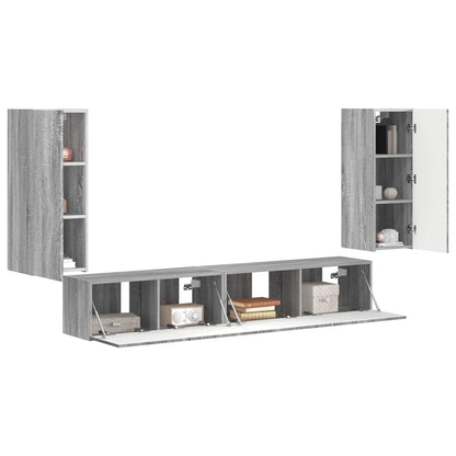 Set mobile TV 4 pcs Grigio Sonoma Legno multistrato