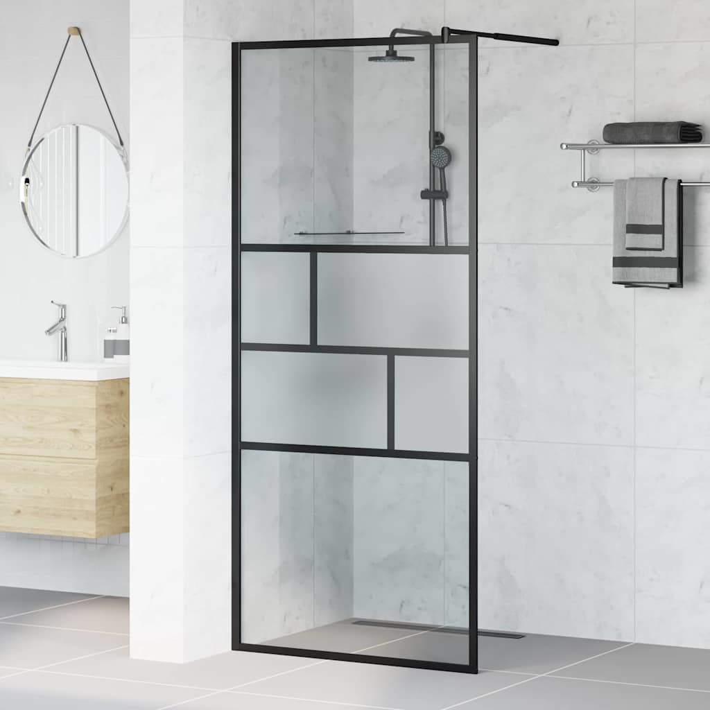 Parete Doccia Walk-in Nero 80 x 195 x 0.5 cm Vetro e Alluminio