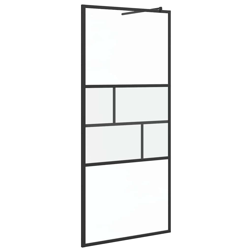 Parete Doccia Walk-in Nero 80 x 195 x 0.5 cm Vetro e Alluminio