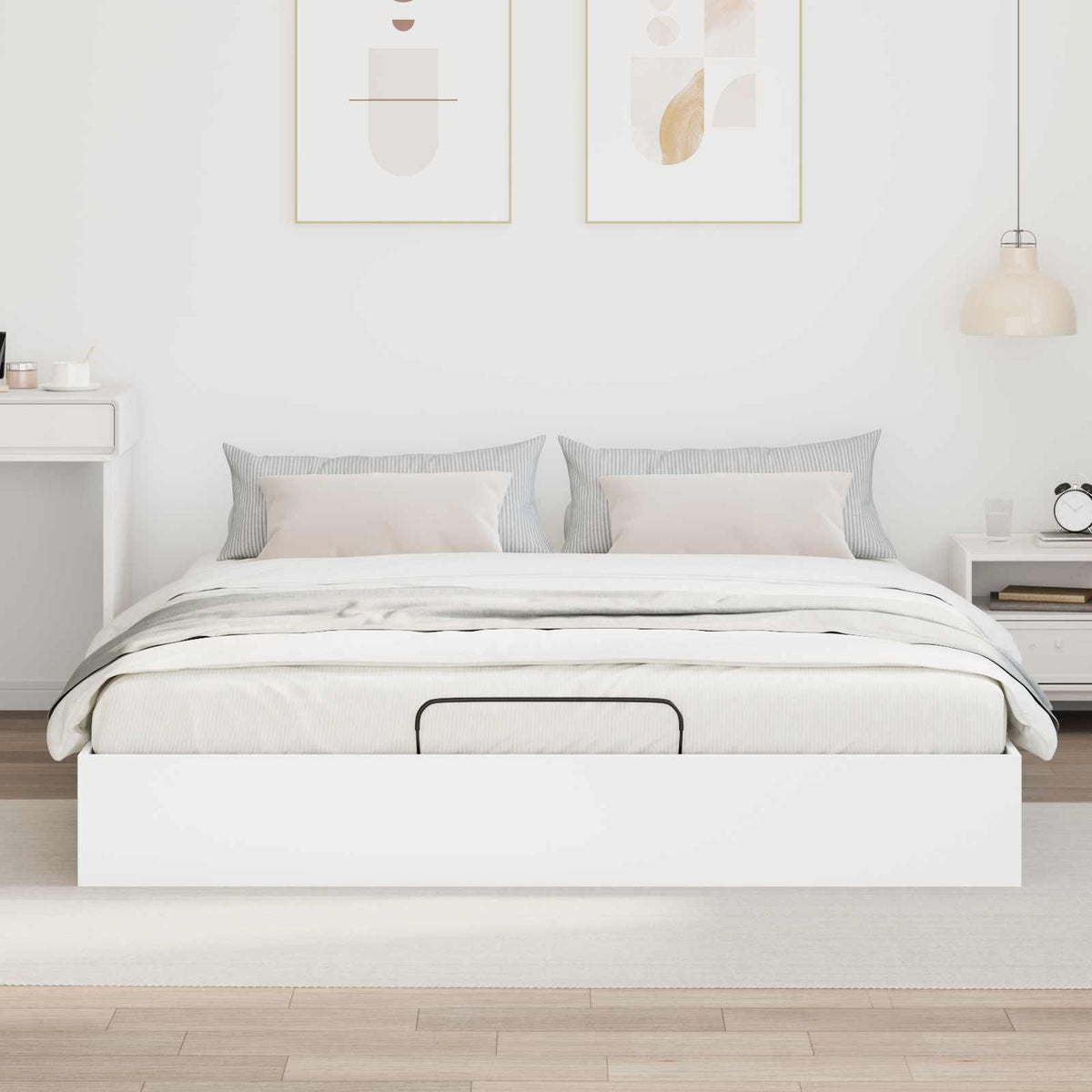Letto ottomano Bianco 180 x 200 cm Legno ingegnerizzato