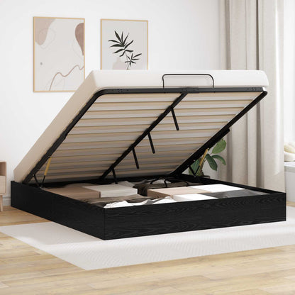 Letto ottomano con archiviazione Rovere Nero 203 x 180 x 25 cm
