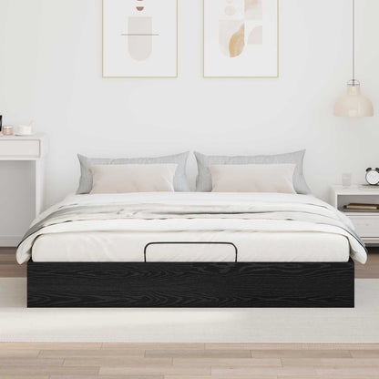 Letto ottomano con archiviazione Rovere Nero 203 x 180 x 25 cm | homemem39