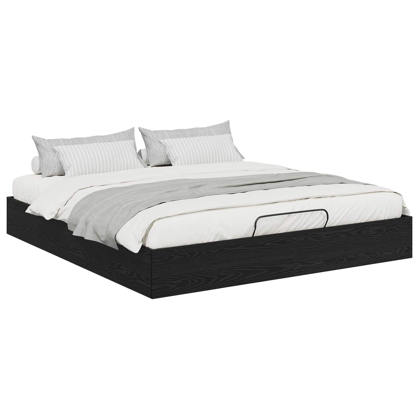 Letto ottomano con archiviazione Rovere Nero 203 x 180 x 25 cm | homemem39
