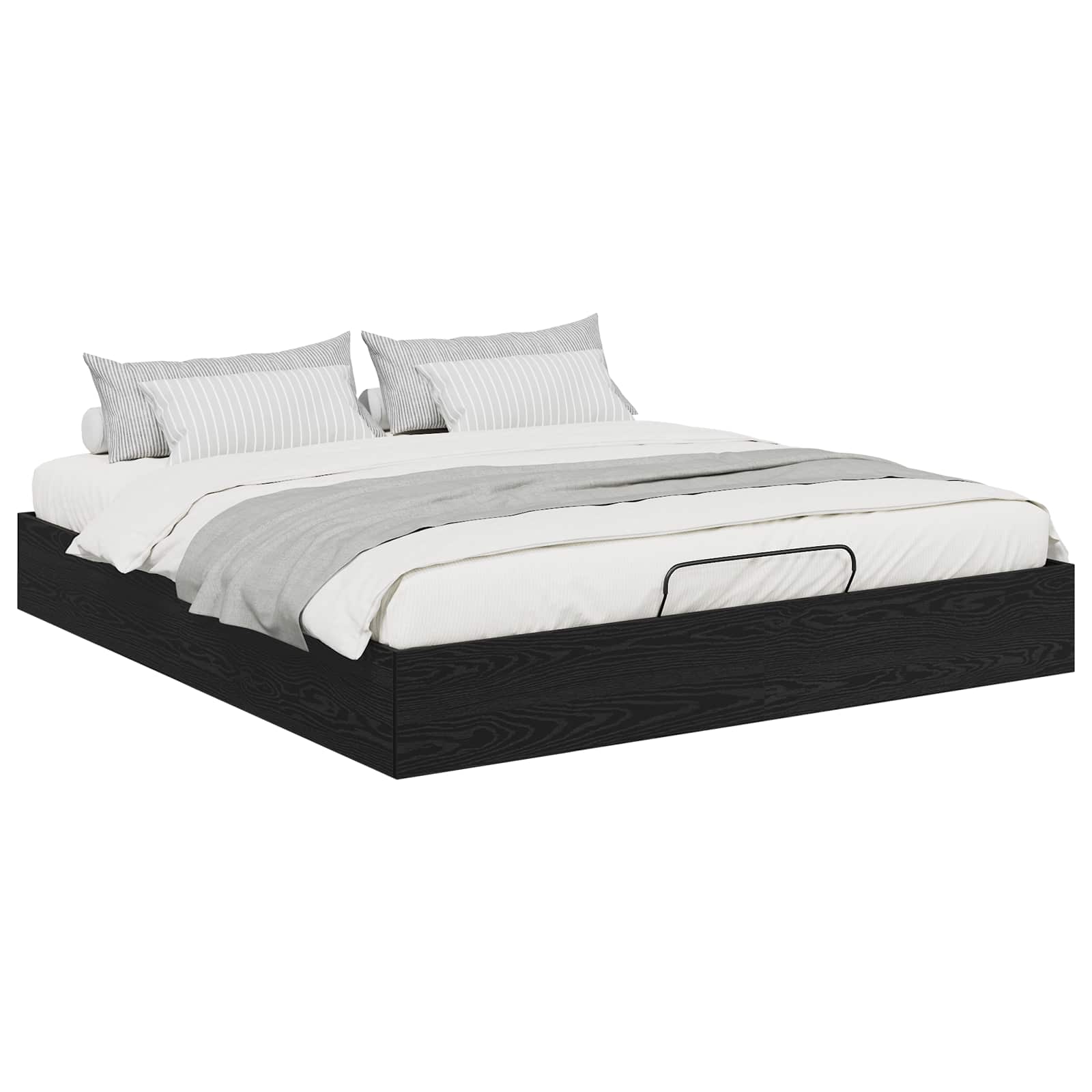 Letto ottomano con archiviazione Rovere Nero 203 x 160 x 25 cm | homemem39