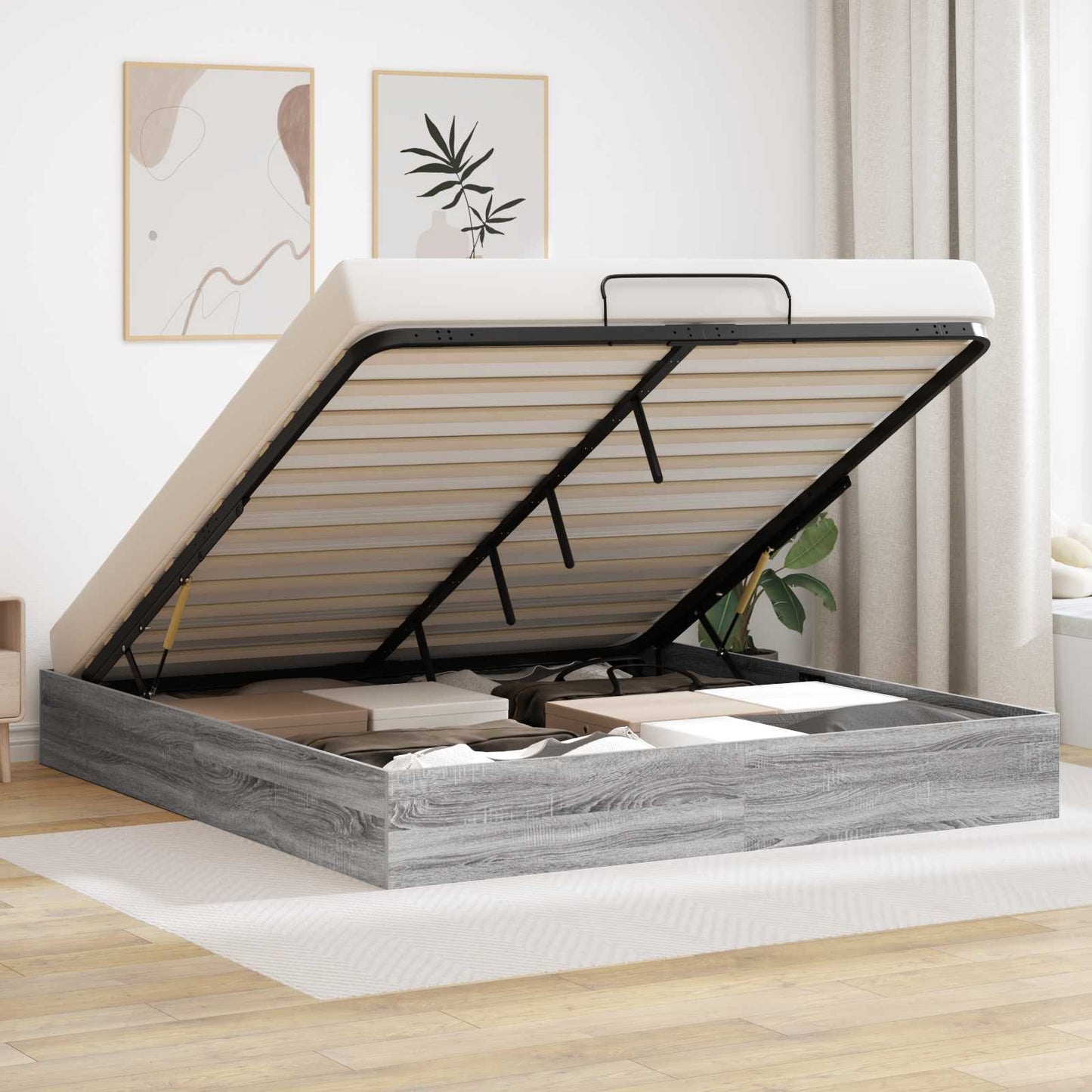 Letto ottomano Sonoma grigia 203 x 160 x 25 cm | homemem39