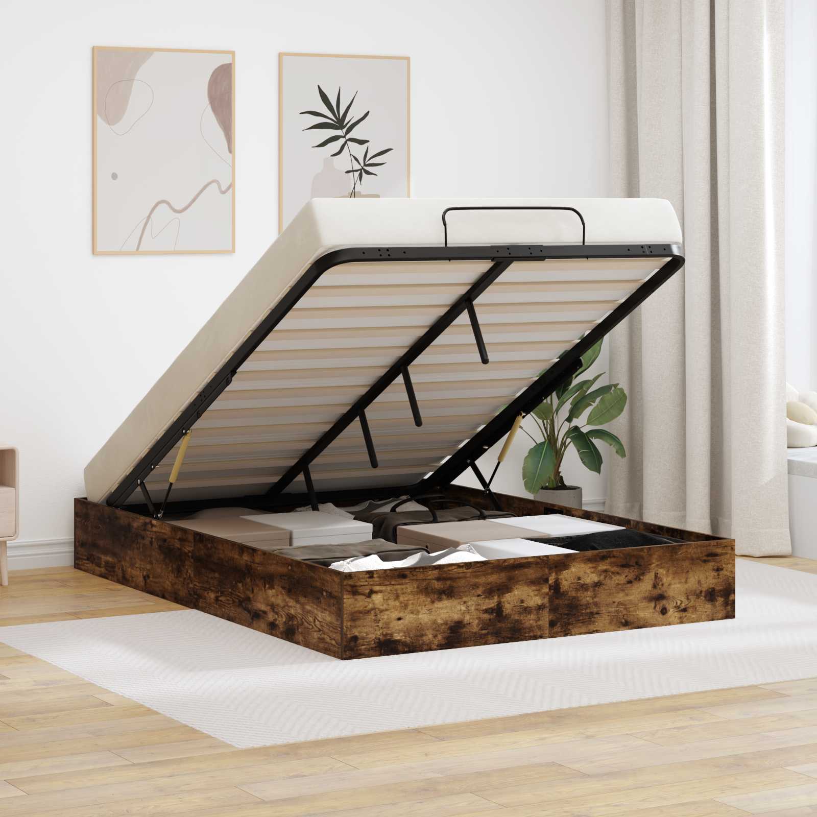 Letto ottomano Quercia Affumicata 203 x 150 x 25 cm | homemem39