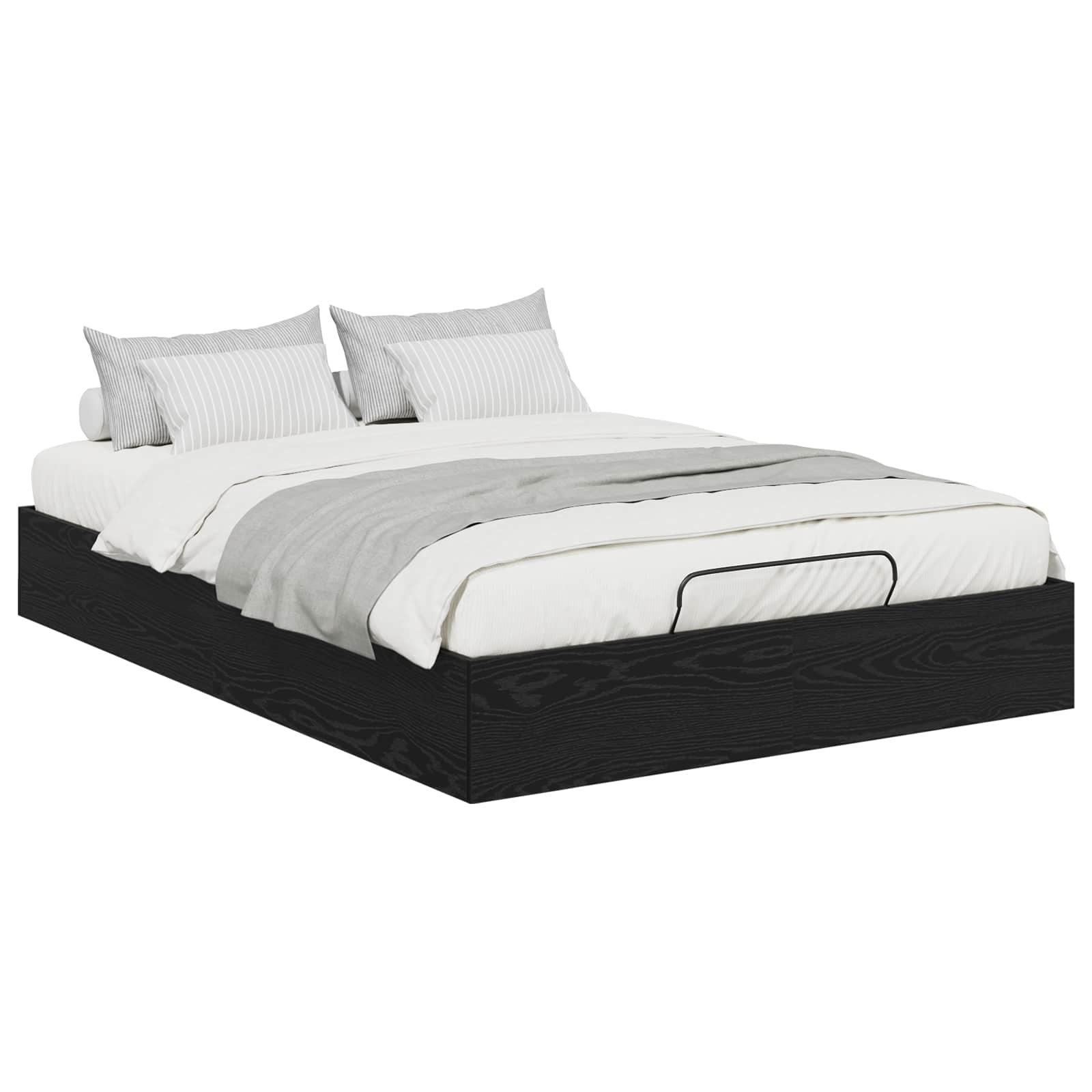 Letto ottomano con archiviazione Rovere Nero 203 x 140 x 25 cm | homemem39